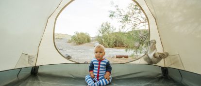 fench camping with a baby