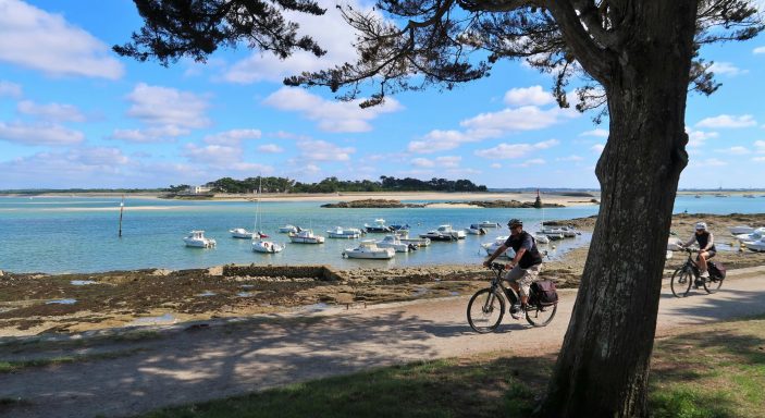 Cyclists on the Brittany coast