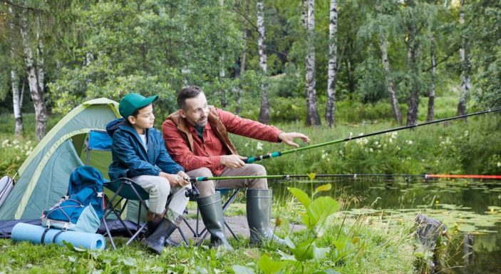 family camping and fishing